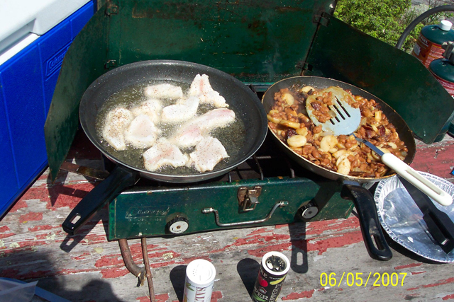 Shorelunch cooked on a propane stove.: Still the same fish, usually Walleye, caught on Lake of the Woods.  Still the same great taste.  Still the same great experience.